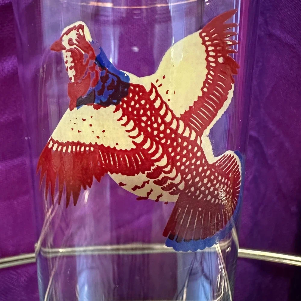Vintage 1950s–1960s Pheasant Highball Glasses‎ Set of 2 Mid Century Fall Barware